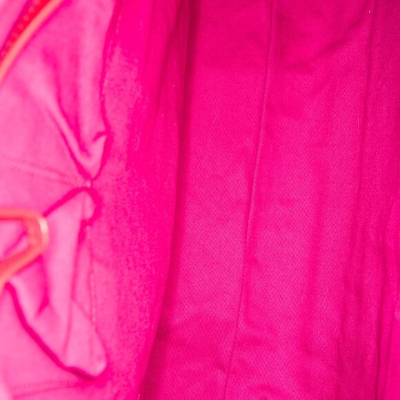 Tory Burch Ella Red Patent Leather Canvas Monogram Large Bag Tote Gold MINT - Picture 10 of 13